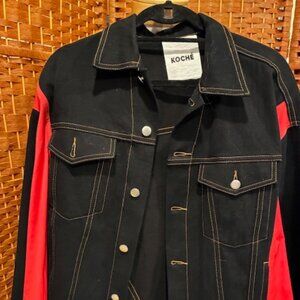 Super Cool Koche (Rare) Black Denim with Red Side Inserts Jacket